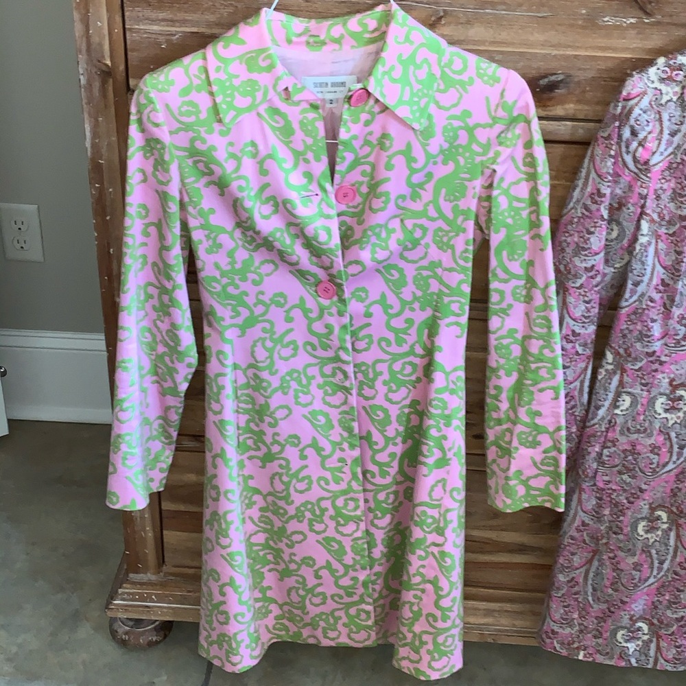 Pink and green long jacket